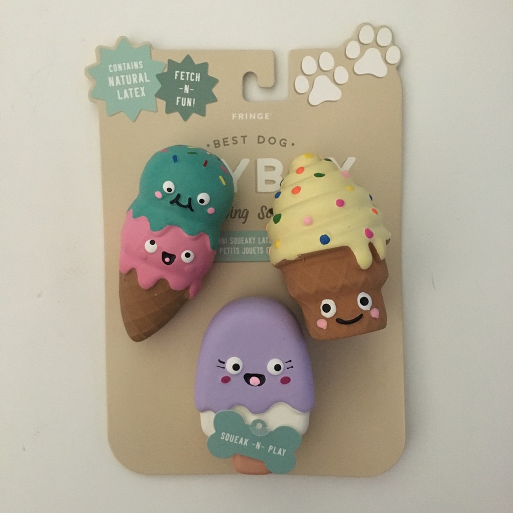 Dog Toys Mini Squeaky Latex Fetch and Fun Ice Cream Cones NEW | Fringe